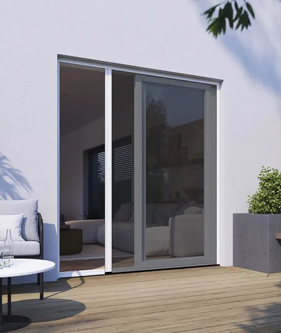 Screen solaire ZIP sur une baie vitrée